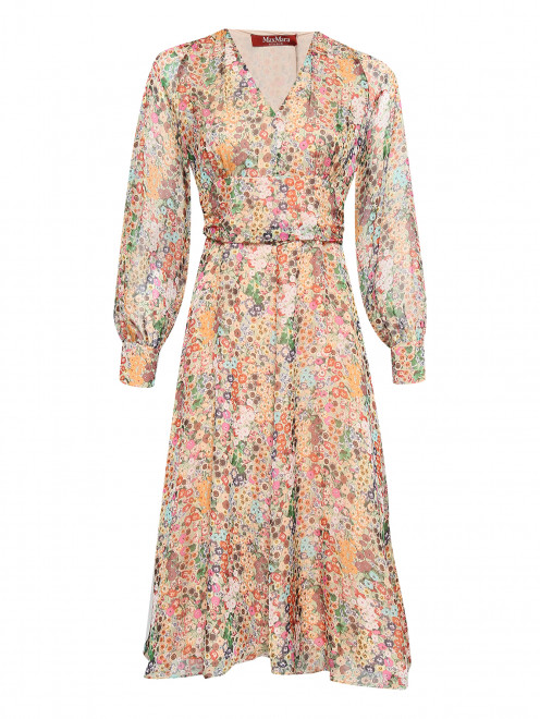 Платье из шелка с цветочным узором