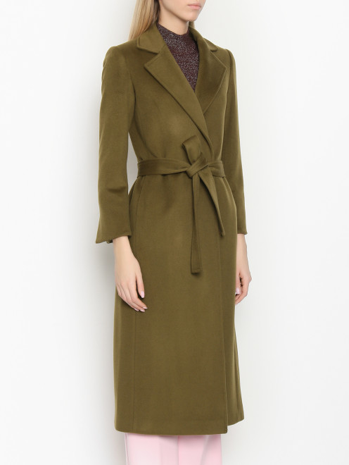 Пальто из шерсти с поясом и карманами Max&Co - МодельВерхНиз