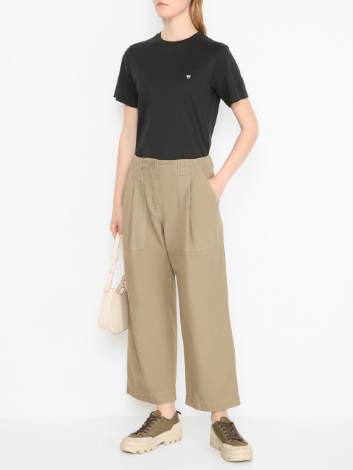 Футболка из хлопка с логотипом Weekend Max Mara - МодельОбщийВид