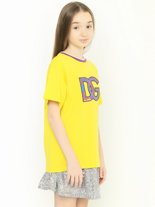 Хлопковая футболка с аппликацией Dolce & Gabbana - МодельВерхНиз