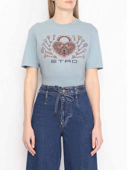 Футболка из хлопка с узором Etro - МодельВерхНиз