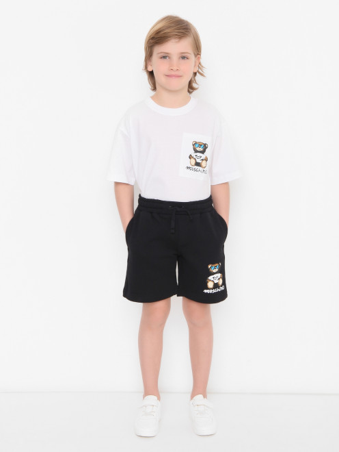 Комплект: футболка из хлопка с шортами Moschino - МодельОбщийВид