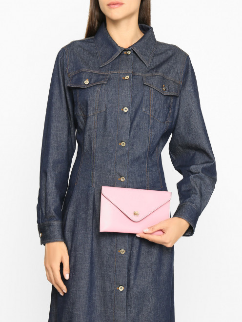 Клатч из гладкой кожи с логотипом Etro - МодельВерхНиз