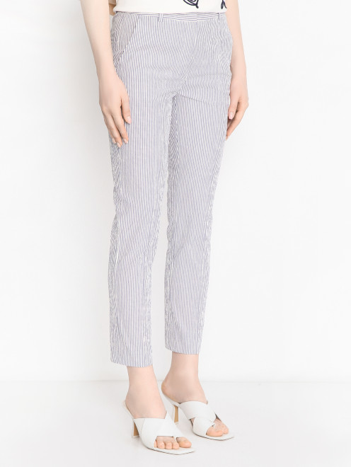 Брюки из хлопка в полоску Weekend Max Mara - МодельВерхНиз