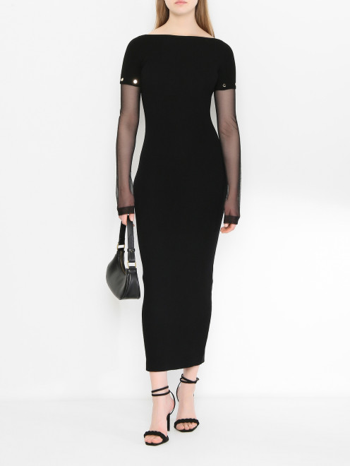 Трикотажное платье в рубчик Sportmax - МодельОбщийВид