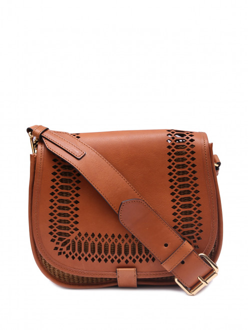 Комбинированная сумка из кожи на широком ремне Alberta Ferretti - Общий вид