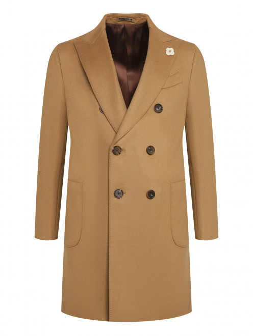 Двубортное пальто из шерсти с карманами
