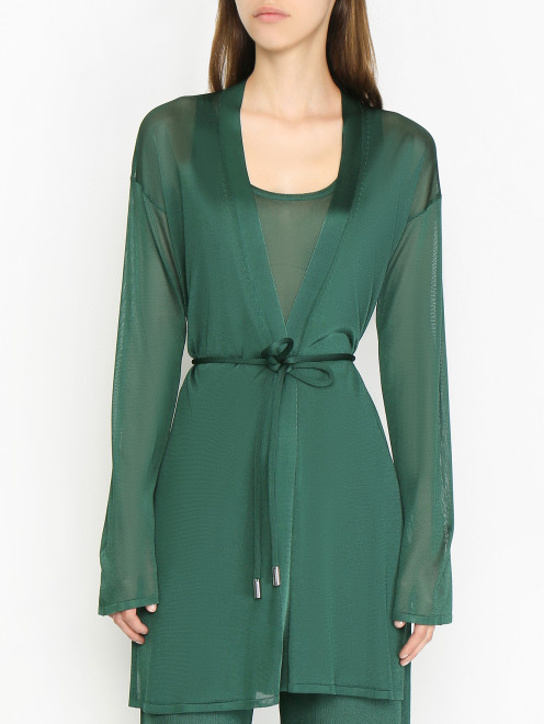 Трикотажный кардиган с поясом и разрезами Max Mara - МодельВерхНиз