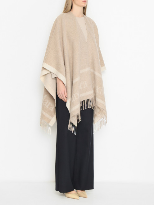 Пончо из шерсти с бахромой Max Mara - МодельВерхНиз