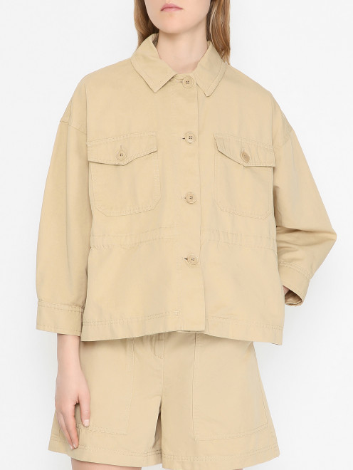 Куртка из хлопка и льна на кулиске Weekend Max Mara - МодельВерхНиз