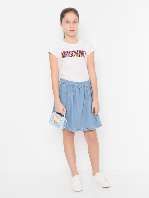 Джинсовая юбка с логотипом Moschino - МодельОбщийВид