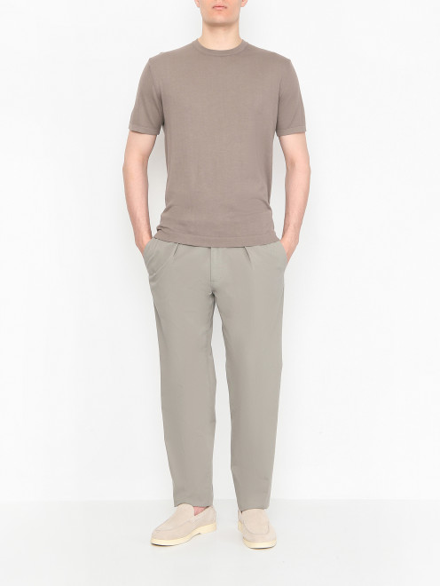 Футболка однотонная из хлопка Piacenza Cashmere 1733 - МодельОбщийВид