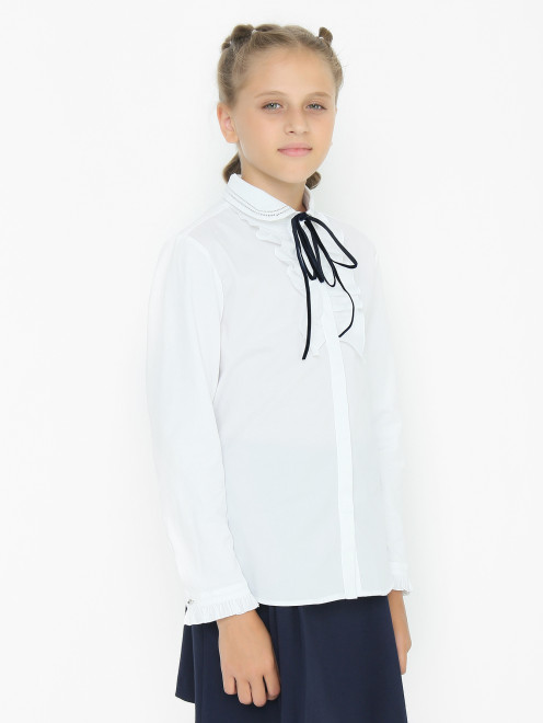 Блуза из хлопка со стразами Aletta Couture - МодельВерхНиз