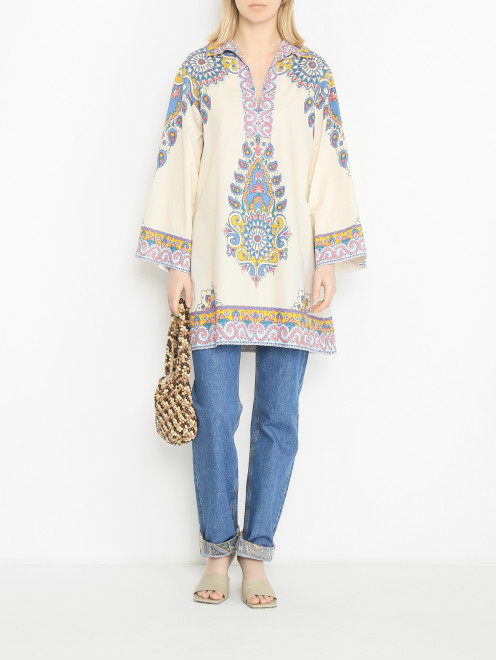 Хлопковая туника с узором Etro - МодельОбщийВид
