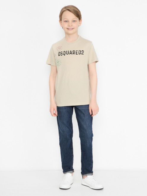 Футболка из хлопка с логотипом Dsquared2 - МодельОбщийВид