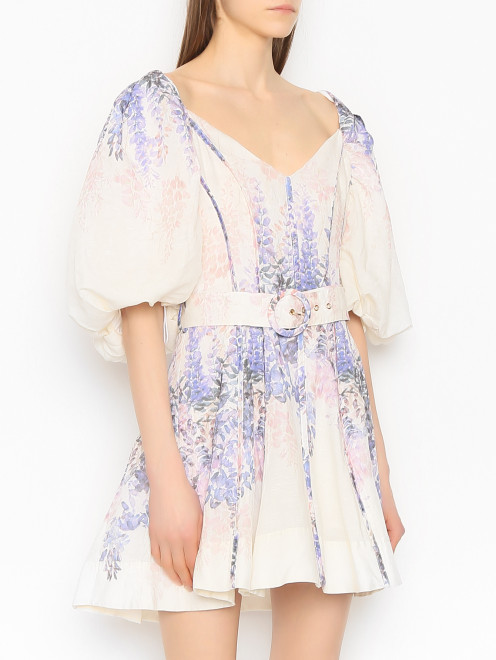 Мини платье из льна с цветочным узором Saint Armont - МодельВерхНиз