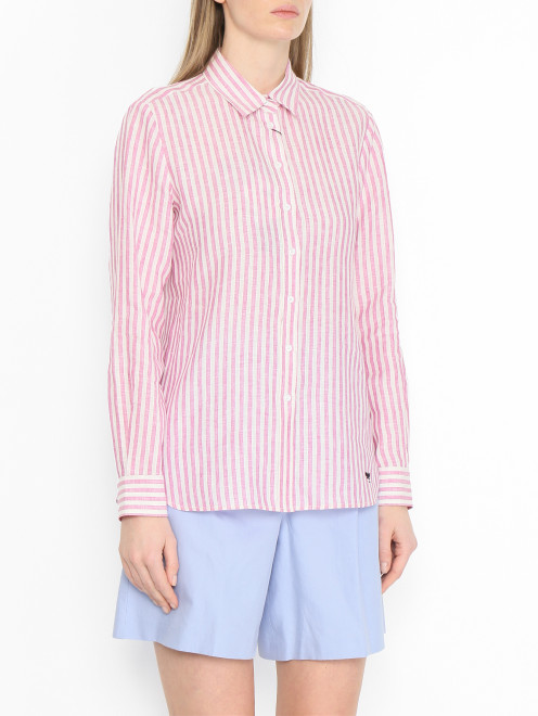 Рубашка из льна с узором полоска Weekend Max Mara - МодельВерхНиз