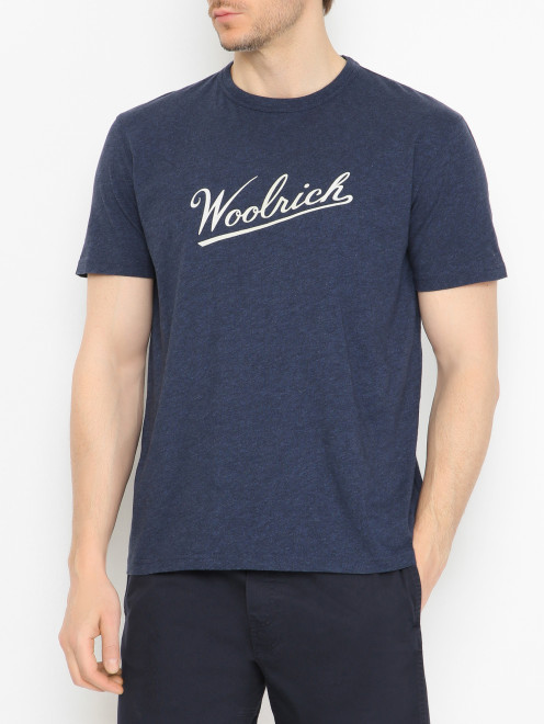 Футболка из хлопка с принтом Woolrich - МодельВерхНиз