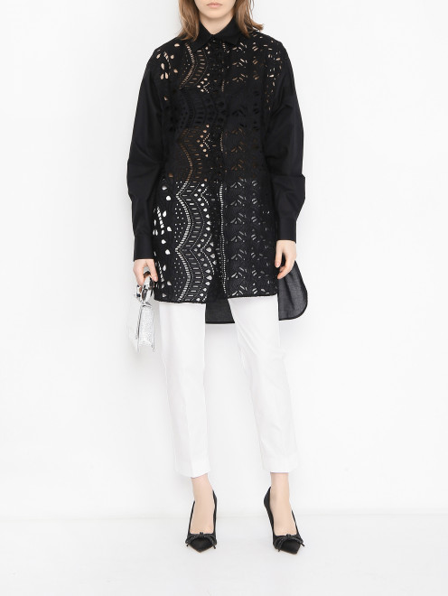 Блуза из хлопка с кружевом Ermanno Scervino - МодельОбщийВид