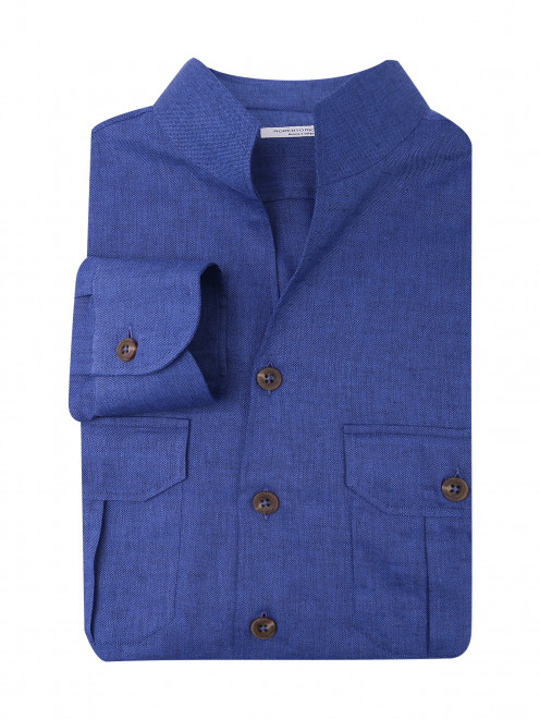 Рубашка из хлопка и льна с карманами Roberto Ricetti - Общий вид
