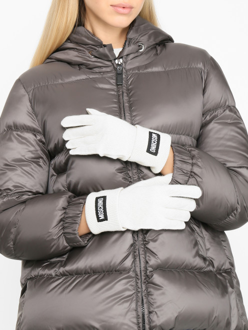 Трикотажные перчатки с логотипом Moschino - МодельОбщийВид