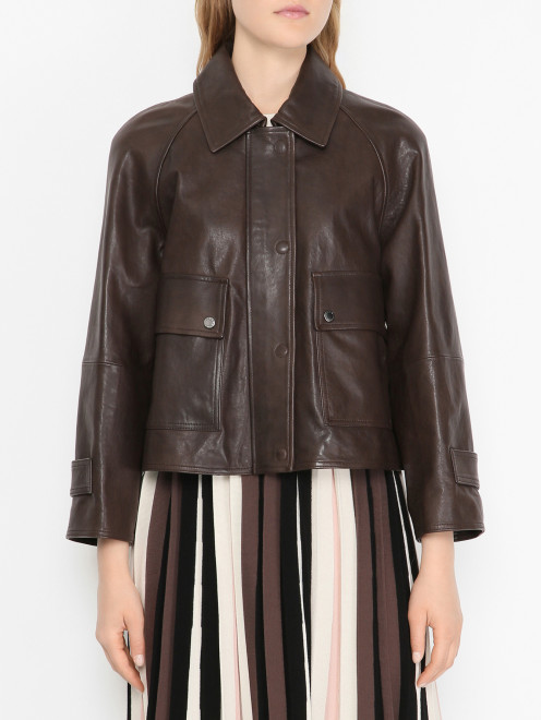 Кожаная куртка на молнии Weekend Max Mara - МодельВерхНиз