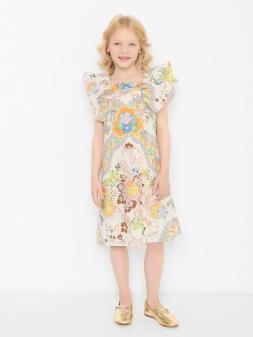 Платье из хлопка с узором Etro - МодельВерхНиз