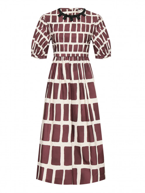 Платье-макси из хлопка с узором декорированное бисером Max Mara - Общий вид