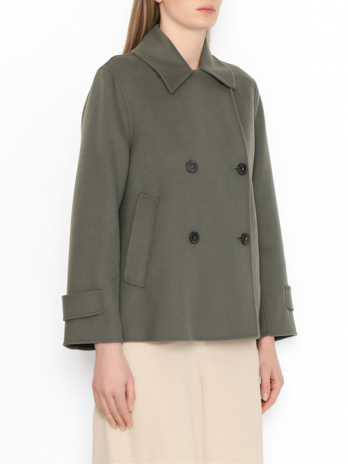 Двубортное полупальто из шерсти с карманами Weekend Max Mara - МодельВерхНиз
