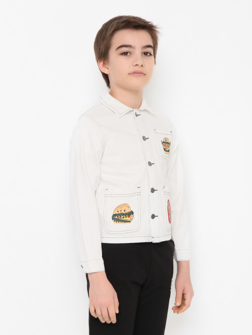 Джинсовая куртка с аппликацией Stella McCartney kids - МодельВерхНиз