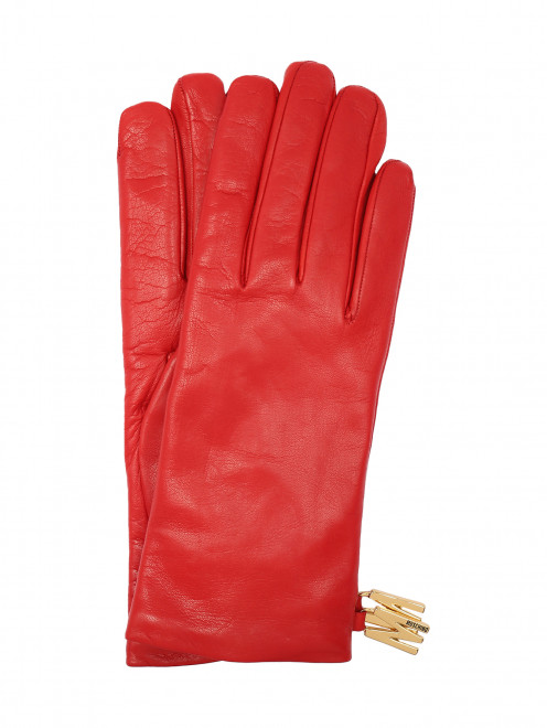 Перчатки из кожи с золотой фурнитурой Moschino - Общий вид