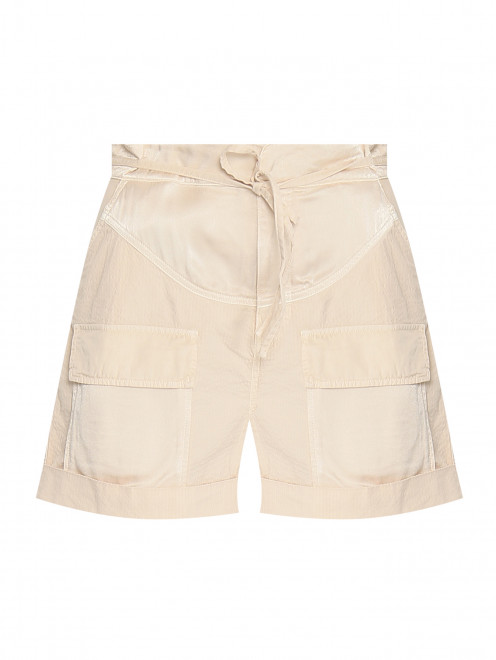 Атласные шорты из хлопка с накладными карманами PINKO - Общий вид