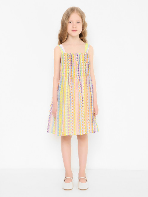 Платье из хлопка с узором Missoni - МодельВерхНиз