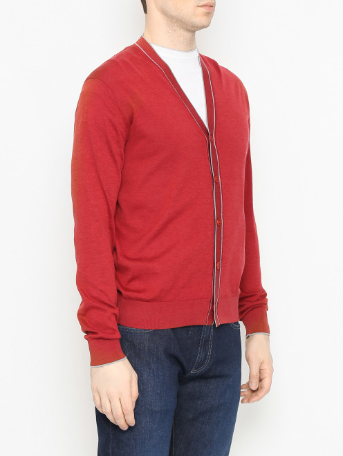 Кардиган из шелка и хлопка с V-образным вырезом Doriani Cashmere - МодельВерхНиз