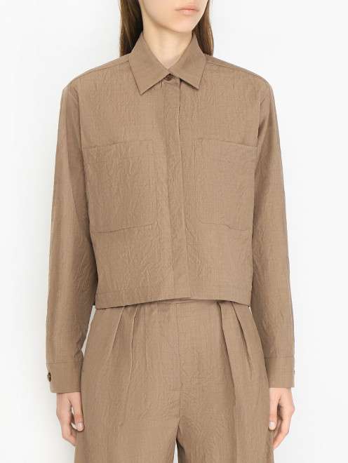 Шерстяная блуза из жатой ткани Max Mara - МодельВерхНиз
