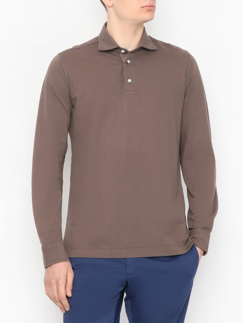 Поло из хлопка с длинным рукавом Doriani Cashmere - МодельВерхНиз
