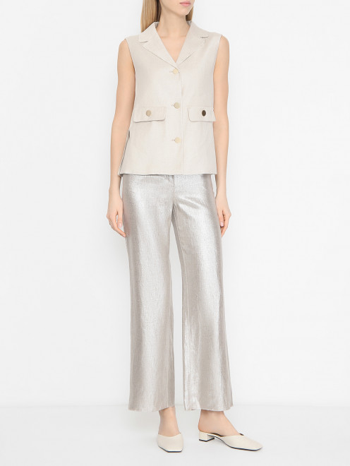 Брюки из льна с металлическим блеском Max Mara - МодельОбщийВид