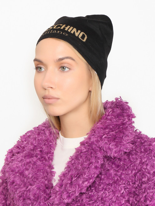 Шапка из смешанной шерсти с монограммой Moschino - МодельОбщийВид