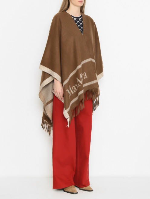 Пончо из шерсти с бахромой Max Mara - МодельВерхНиз