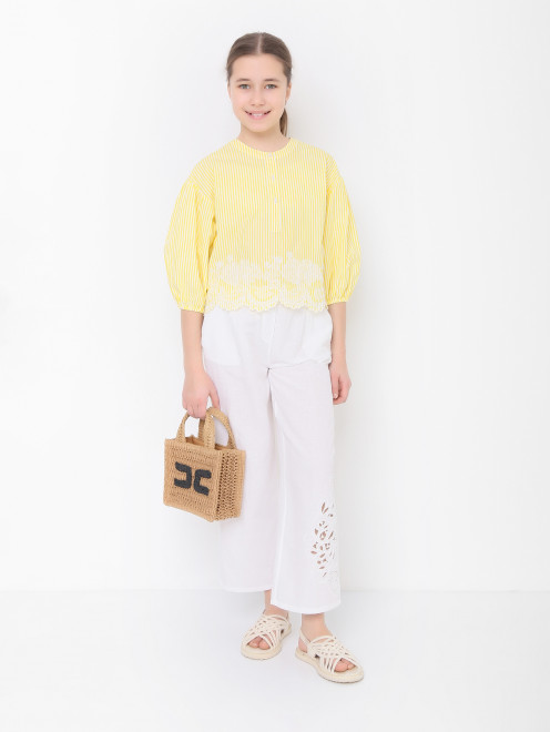 Брюки из хлопка и льна на резинке Ermanno Scervino Junior - МодельОбщийВид