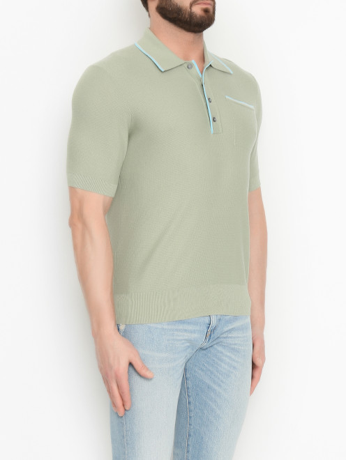 Трикотажное поло из хлопка с накладным карманом Piacenza Cashmere 1733 - МодельВерхНиз