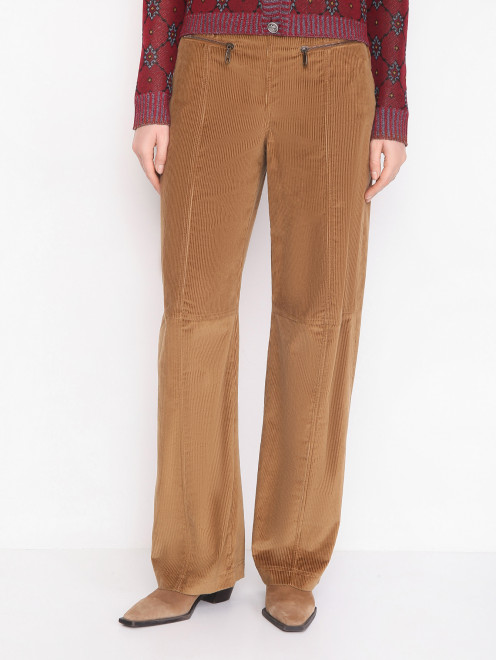 Вельветовые брюки с карманами Etro - МодельВерхНиз