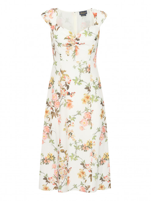 Платье-миди из шелка с цветочным узором Luisa Spagnoli - Общий вид