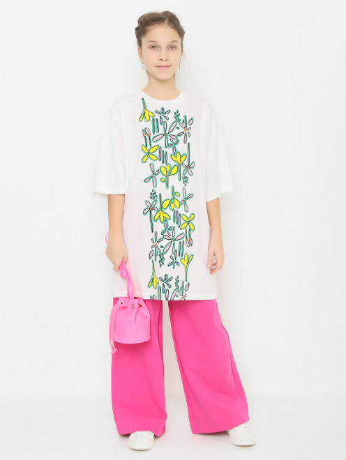 Удлиненная футболка с цветочным принтом Marni - МодельОбщийВид