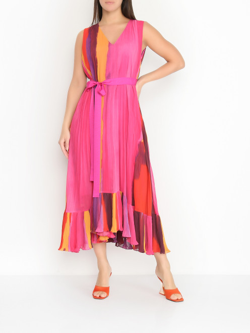 Плиссированное платье с поясом Marina Rinaldi - МодельОбщийВид