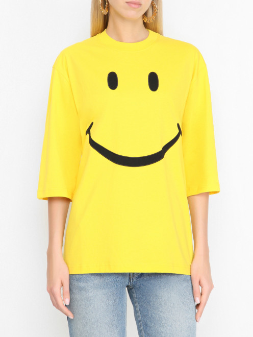 Футболка из хлопка с вышивкой Moschino - МодельВерхНиз