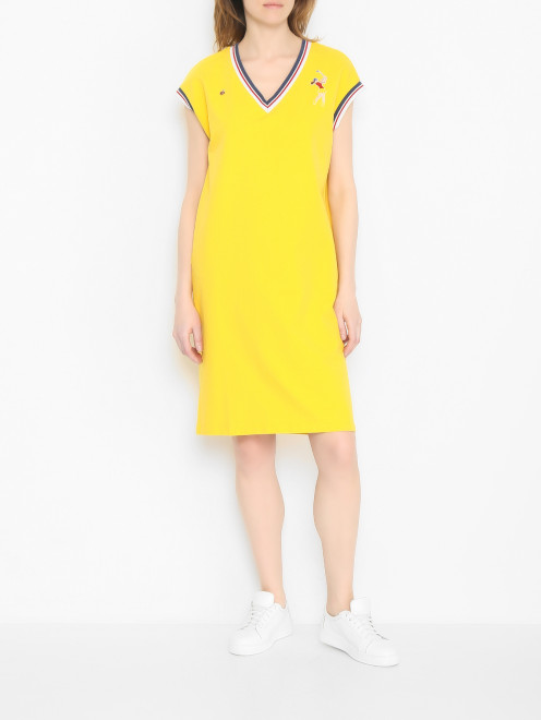 Трикотажное платье с V-образным вырезом BOSCO - МодельОбщийВид
