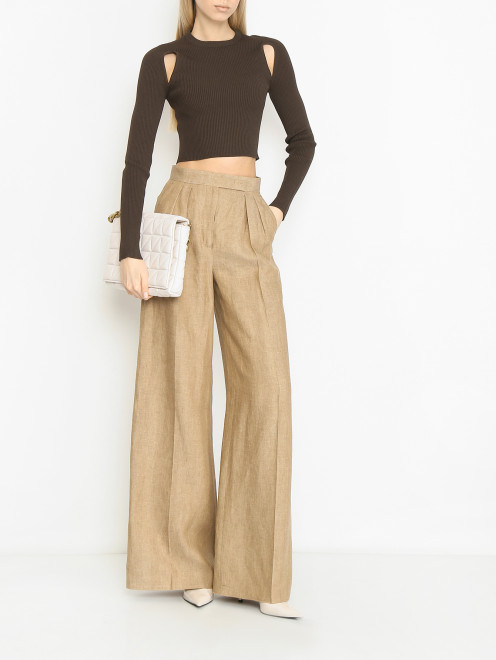 Брюки из льна широкого фасона Max Mara - МодельОбщийВид