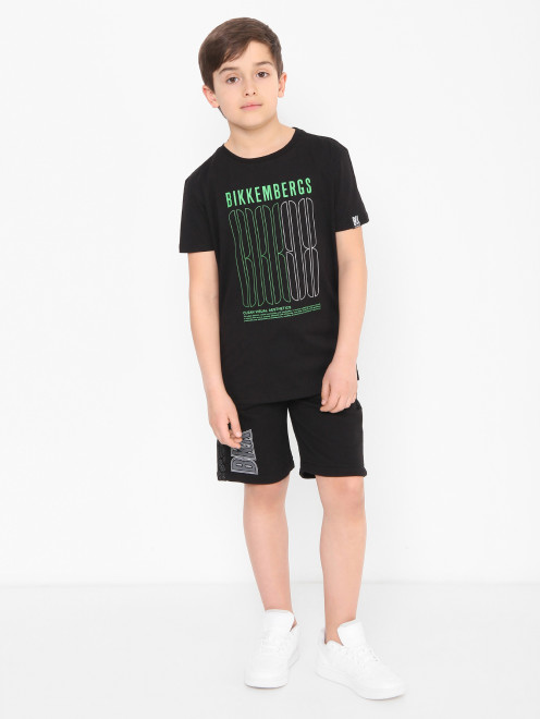 Футболка из хлопка с принтом Bikkembergs - МодельОбщийВид