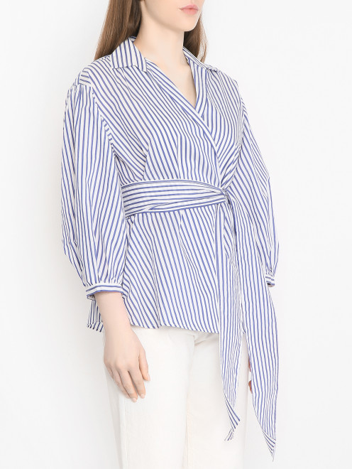 Блузка из смешанного хлопка с поясом Weekend Max Mara - МодельВерхНиз